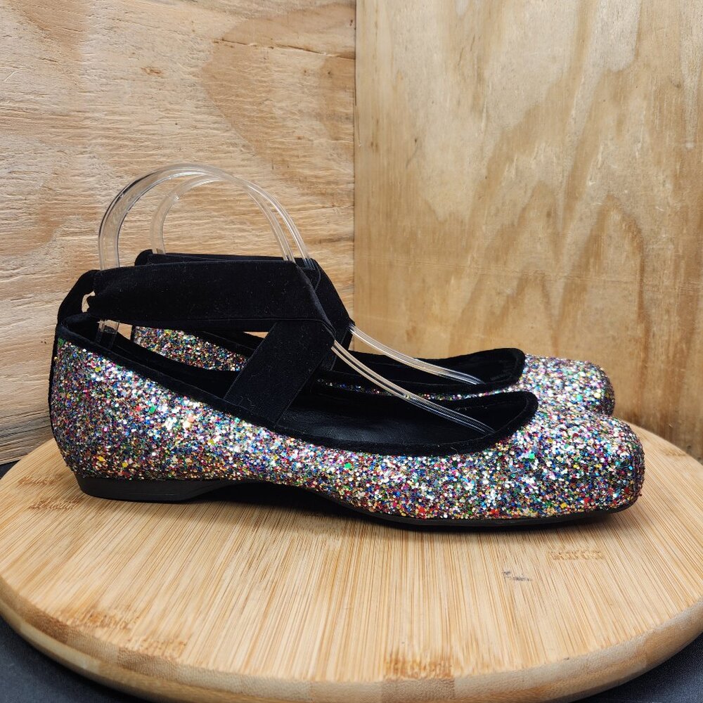 Jessica Simpson Mandalaye Glitter Clustered Square Toe Flat Shoes Size 8.5